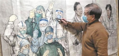 年轻人在家中画画创作艺术作品