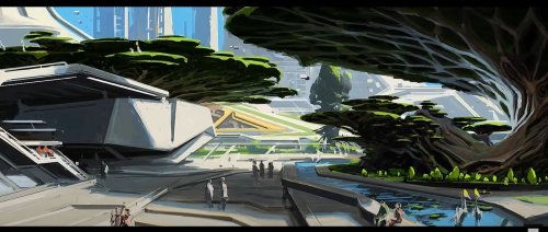 未来主义风格的城市概念图