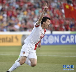 中国足球队球员庆祝进球