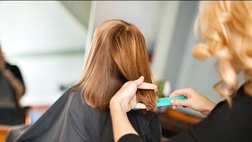 女孩在理发店与理发师沟通