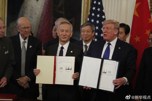 中美签署贸易协议现场照片