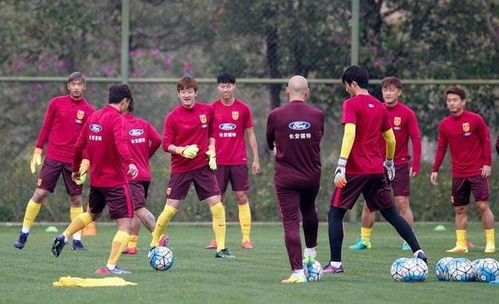 中国足球队训练场景