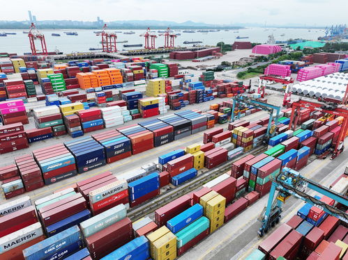 港口集装箱堆场繁忙景象