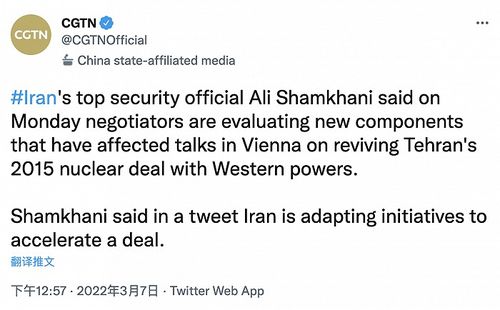 伊朗高级官员阿里·沙姆哈尼演讲照片