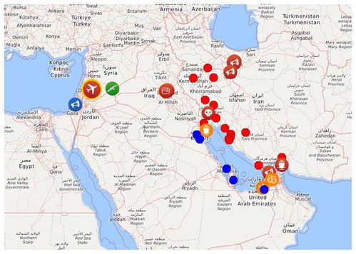 中东地图标注伊朗以色列美国位置