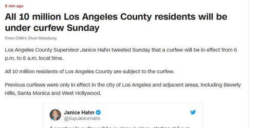 洛杉矶市民庆祝宵禁解除