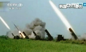 朝鲜火箭炮试射现场图片