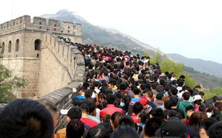 外国游客在中国长城合影留念