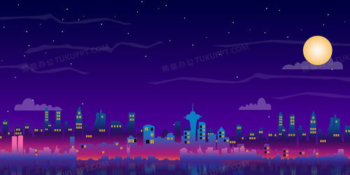 基辅夜景下的城市剪影