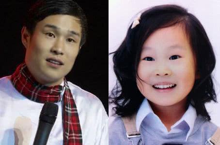 小沈阳与女儿沈佳润在山顶合影照片