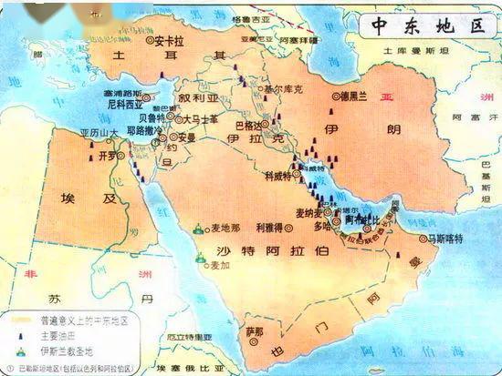 世界地图上连接中东与其他大洲的贸易航线图