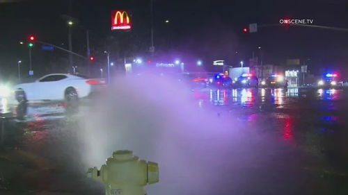 洛杉矶街头焚烧车辆现场