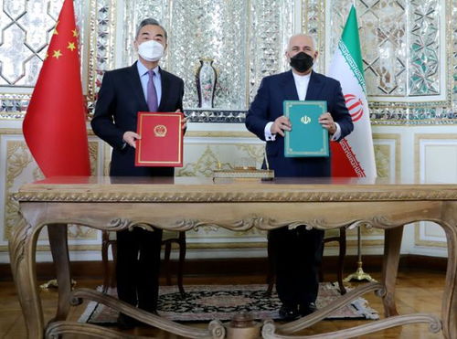 中国与伊朗签署合作协议现场