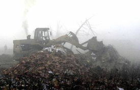 洛杉矶街头清理废墟现场