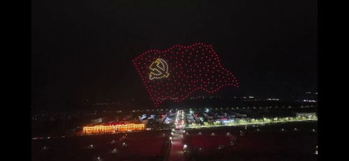 无人机编队飞行表演现场