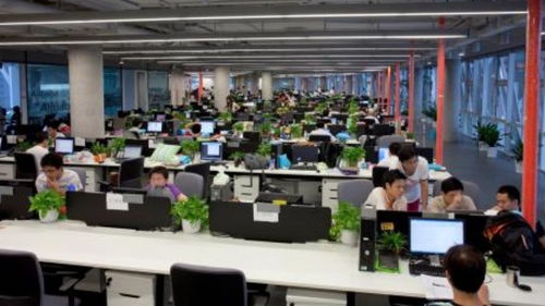 阿里巴巴员工在办公区讨论工作