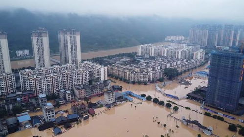 榕江县城被洪水淹没街道实景图