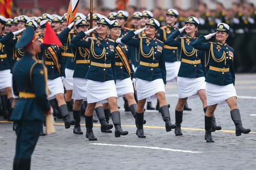 阅兵式中整齐列队的士兵和坦克方阵