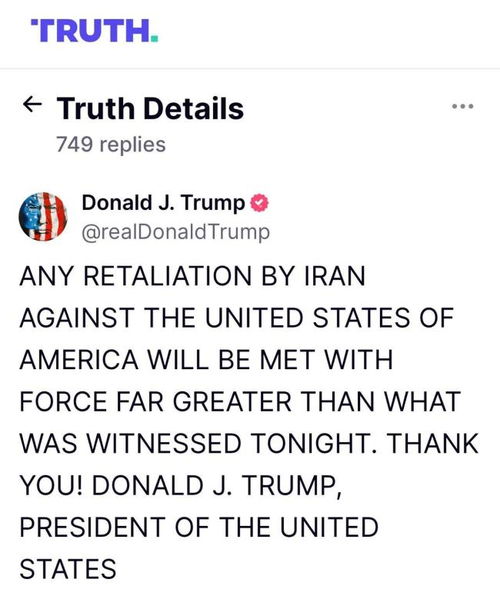 特朗普在社交媒体发文截图