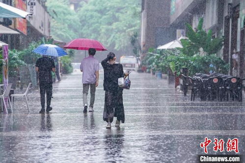 四川暴雨期间市民冒雨出行