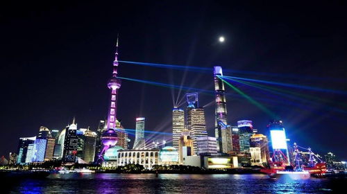 上海夜生活节街景灯光璀璨