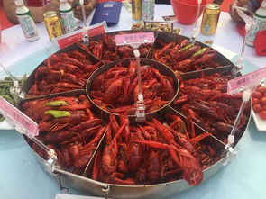 人们分享小龙虾的场景