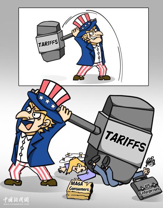 美国民众对关税政策不同态度街头采访