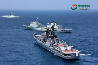 演练中的舰艇编队