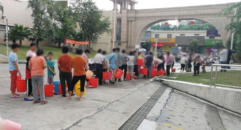 居民排队领取纯净水