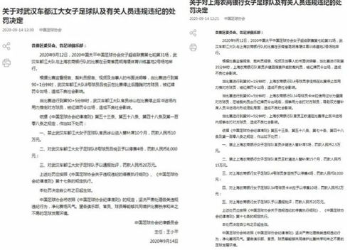 中国足协罚单公告截图