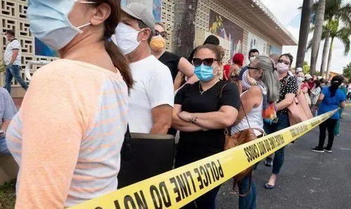 美国失业人群排队领救济金