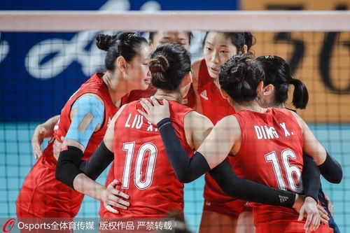 中国女排队员相互打气