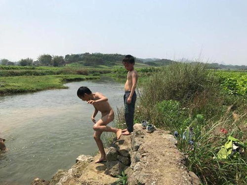 孩子们在河边玩耍