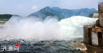 泄洪时水流奔涌而出