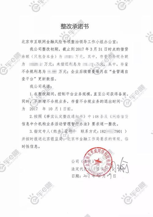 平台整改承诺书示例