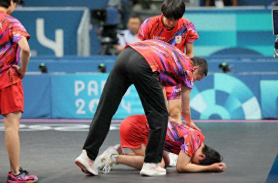 张本智和在比赛中