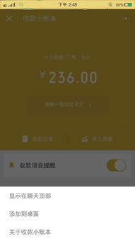 支付宝收款小账本界面示例