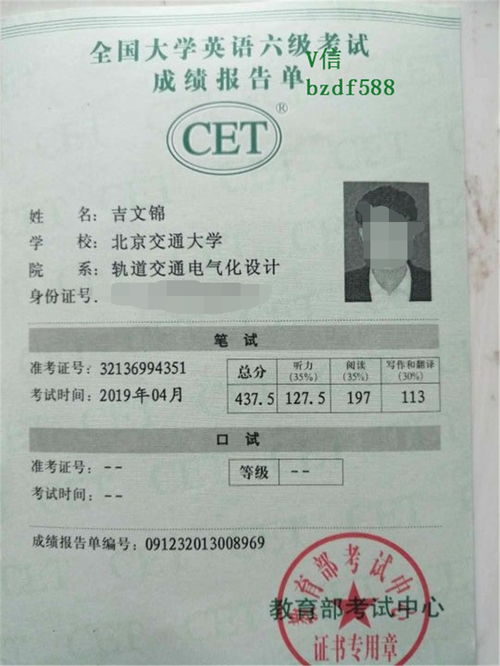 四六级成绩单样例