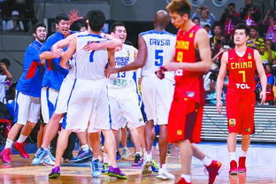 中国男篮庆祝胜利