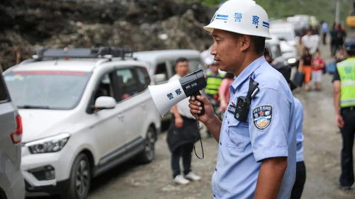 政府工作人员正在查看受灾圈舍