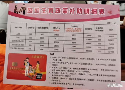 不同地区的育儿补贴政策表格