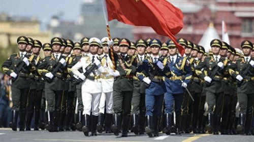 中国仪丈方队在红场阅兵