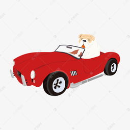 小狗开跑车的创意贴图