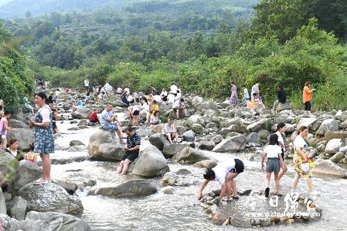 人们采取措施避暑的画面
