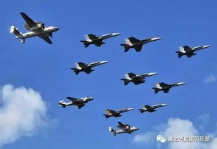 多种型号战机编队飞行