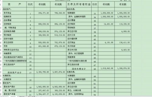 公司财务报表示意图