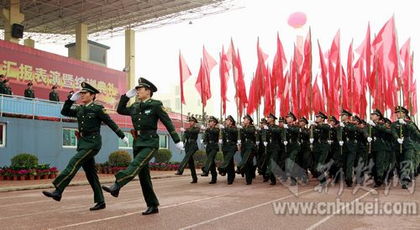 战士在阅兵场上接受检阅