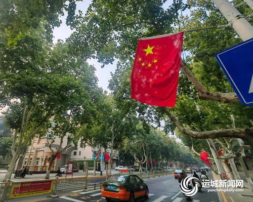 街边飘扬的国旗