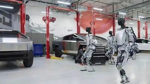 特斯拉工厂里的机器人工作场景