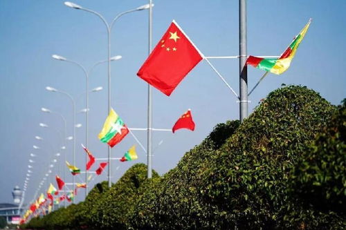 两国国旗相对的场景